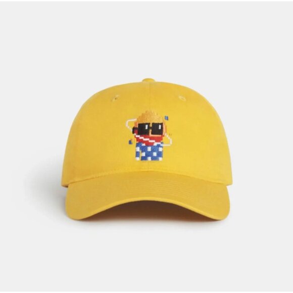 Mad Happy Mens Nouns Dad Hat Pixel Art Embroidered Saturn Yellow One Size New - Picture 1 of 3